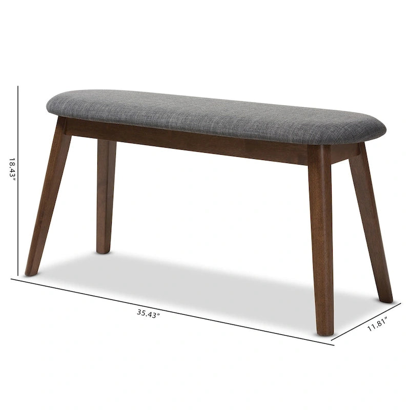 Banc en tissu style Mid-Century rembourré par Baxton Studio