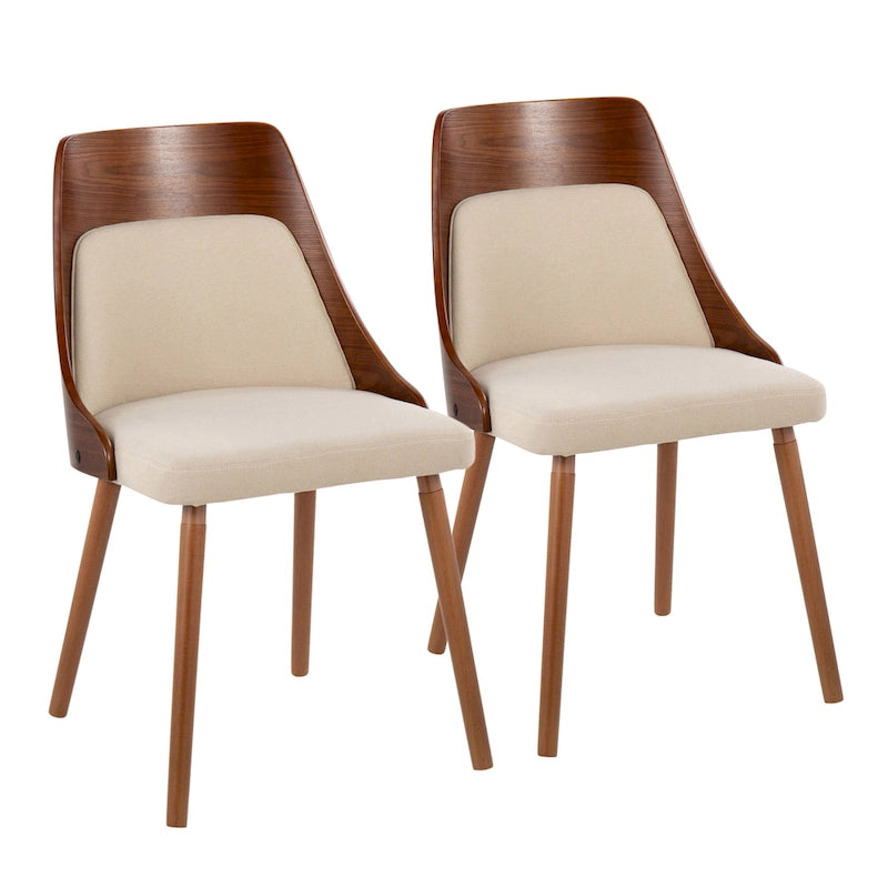 Chaise Carson Carrington Vallemala de style Mid-Century avec pieds en bois fuselés - Lot de 2