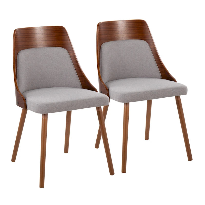 Chaise Carson Carrington Vallemala de style Mid-Century avec pieds en bois fuselés - Lot de 2