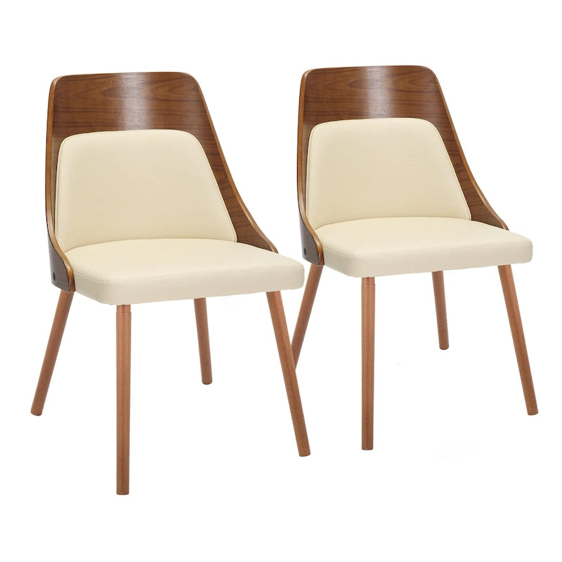 Chaise Carson Carrington Vallemala de style Mid-Century avec pieds en bois fuselés - Lot de 2