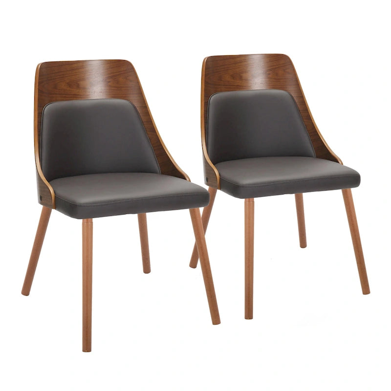 Chaise Carson Carrington Vallemala de style Mid-Century avec pieds en bois fuselés - Lot de 2