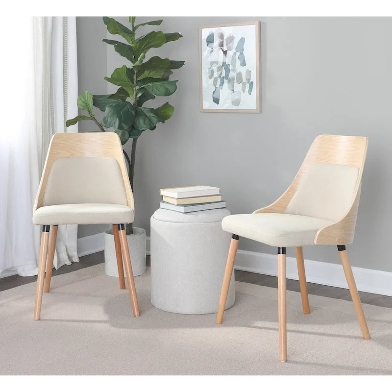 Chaise Carson Carrington Vallemala de style Mid-Century avec pieds en bois fuselés - Lot de 2