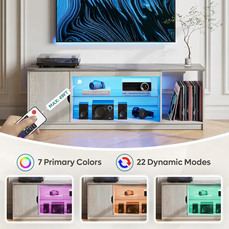 Meuble TV moderne pour téléviseurs jusqu'à 65 pouces, centre de divertissement de jeu avec étagères réglables pour PS5 - 58 pouces