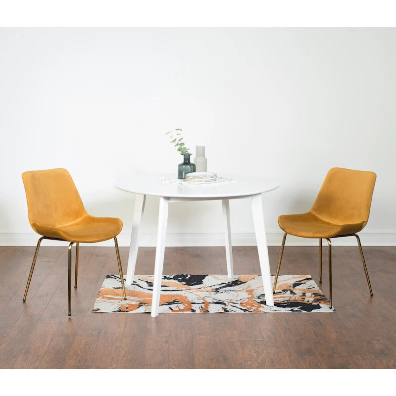 Roundhill Furniture Aufurr Ensemble repas contemporain 3 pièces, table ronde blanche et 2 chaises