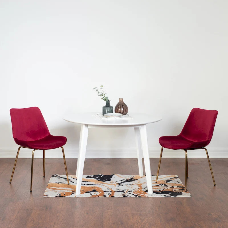 Roundhill Furniture Aufurr Ensemble repas contemporain 3 pièces, table ronde blanche et 2 chaises