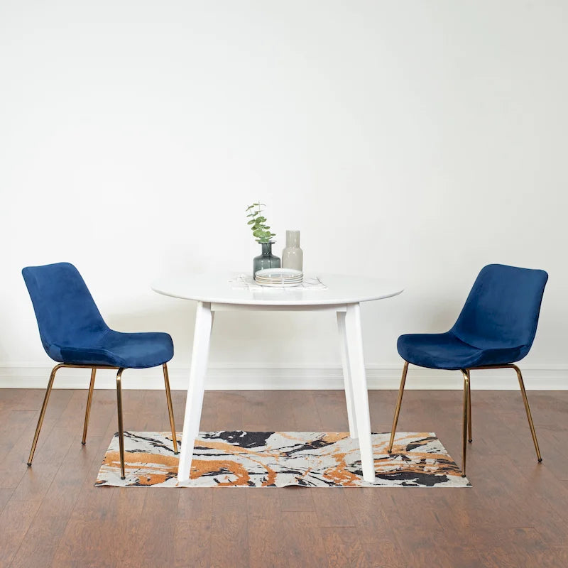 Roundhill Furniture Aufurr Ensemble repas contemporain 3 pièces, table ronde blanche et 2 chaises