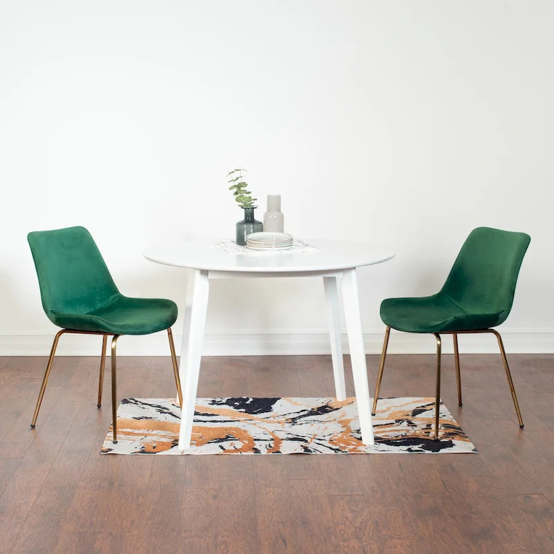 Roundhill Furniture Aufurr Ensemble repas contemporain 3 pièces, table ronde blanche et 2 chaises