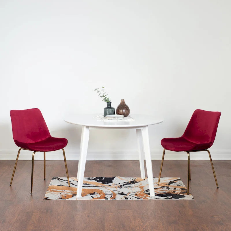 Roundhill Furniture Aufurr Ensemble repas contemporain 3 pièces, table ronde blanche et 2 chaises