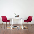 Roundhill Furniture Aufurr Ensemble repas contemporain 3 pièces, table ronde blanche et 2 chaises