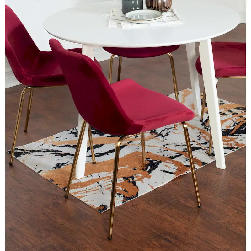 Roundhill Furniture Aufurr Ensemble repas contemporain 3 pièces, table ronde blanche et 2 chaises