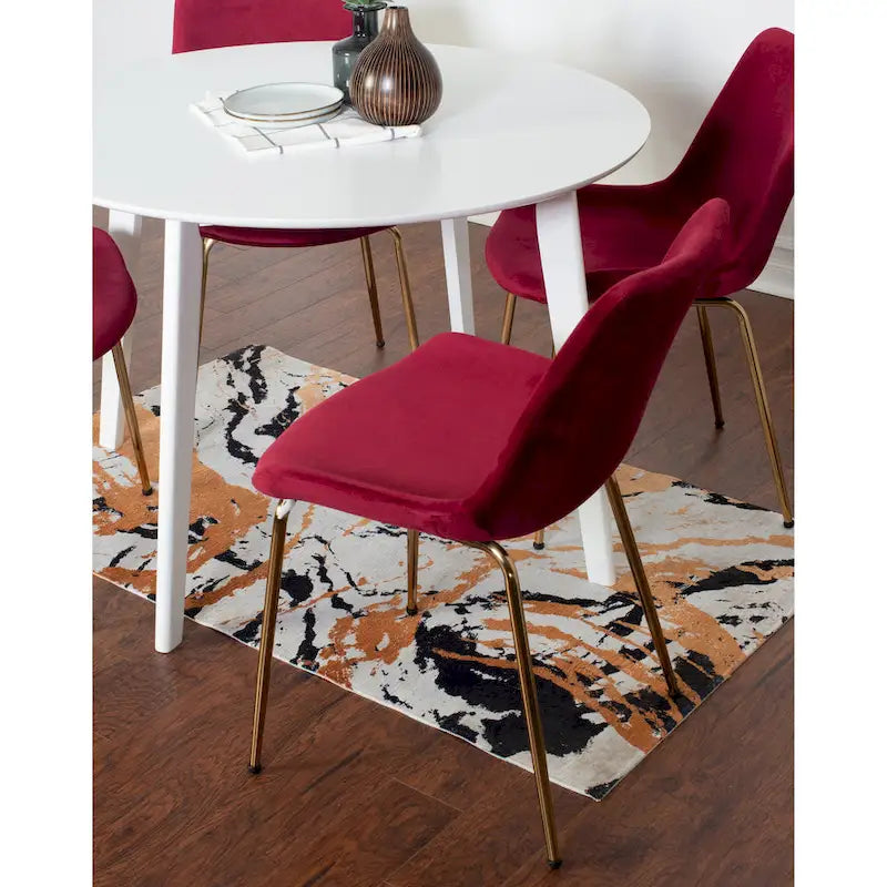 Roundhill Furniture Aufurr Ensemble repas contemporain 3 pièces, table ronde blanche et 2 chaises