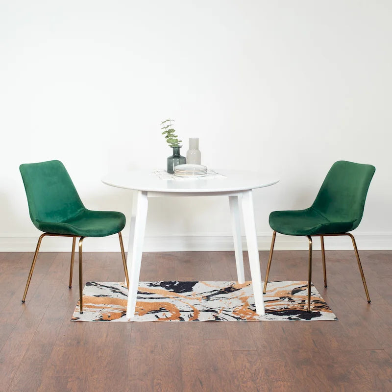 Roundhill Furniture Aufurr Ensemble repas contemporain 3 pièces, table ronde blanche et 2 chaises