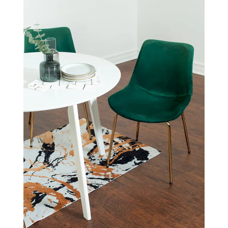 Roundhill Furniture Aufurr Ensemble repas contemporain 3 pièces, table ronde blanche et 2 chaises