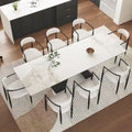 Ensemble de salle à manger moderne et minimaliste de 9 pièces avec plateau extensible en pierre frittée et double piédestal de 280 cm