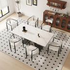 Ensemble de salle à manger moderne et minimaliste de 9 pièces avec plateau extensible en pierre frittée et double piédestal de 280 cm