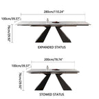 Ensemble de salle à manger moderne et minimaliste de 9 pièces avec plateau extensible en pierre frittée et double piédestal de 280 cm