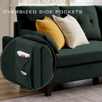 Canapé modulable en forme de L avec pouf de rangement et pochettes latérales pour le salon