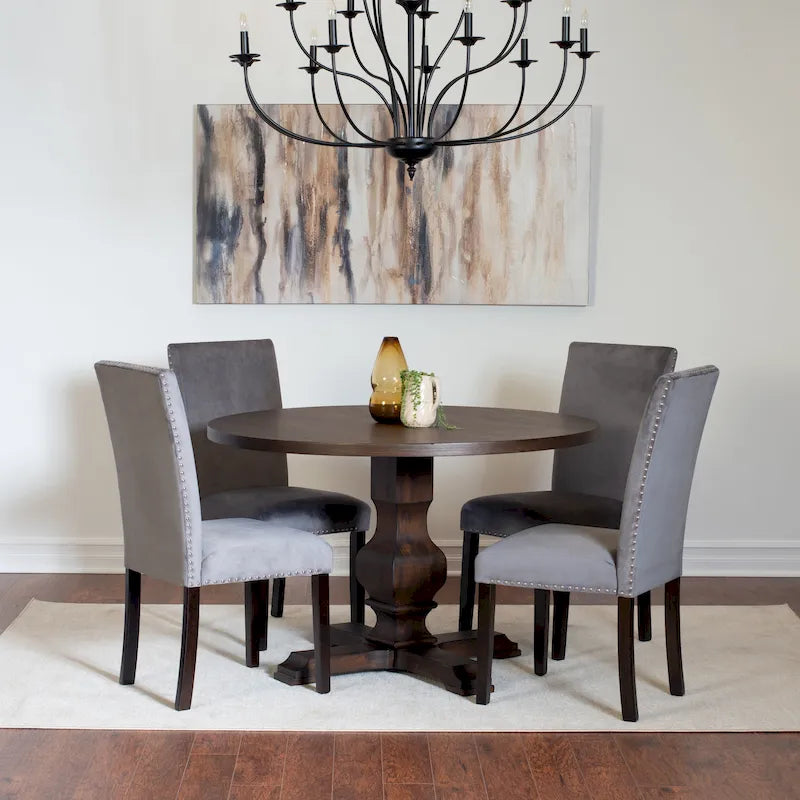 Roundhill Furniture Fordsville, ensemble de salle à manger 5 pièces, table ronde à pied central avec 4 chaises élégantes