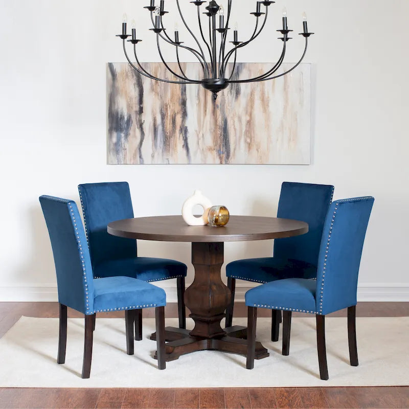 Roundhill Furniture Fordsville, ensemble de salle à manger 5 pièces, table ronde à pied central avec 4 chaises élégantes