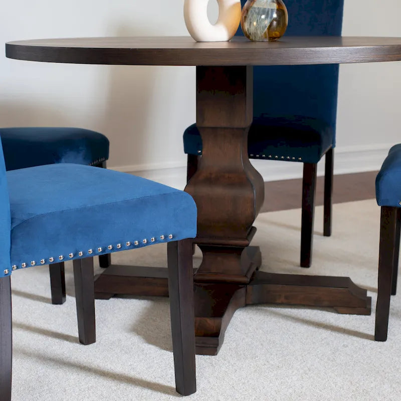 Roundhill Furniture Fordsville, ensemble de salle à manger 5 pièces, table ronde à pied central avec 4 chaises élégantes