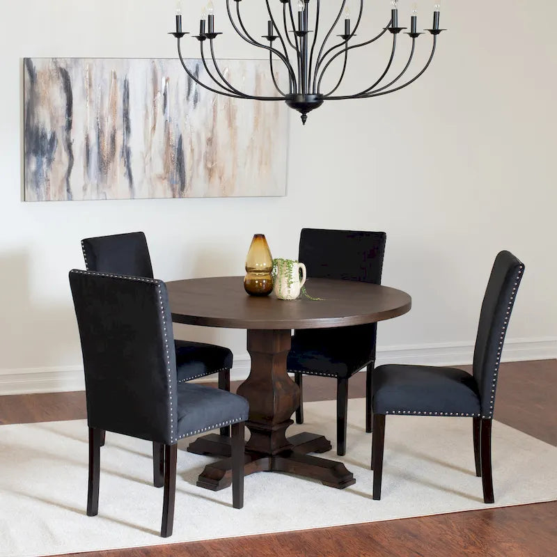 Roundhill Furniture Fordsville, ensemble de salle à manger 5 pièces, table ronde à pied central avec 4 chaises élégantes