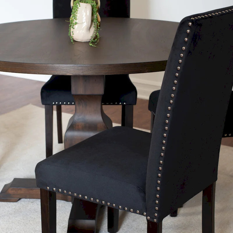 Roundhill Furniture Fordsville, ensemble de salle à manger 5 pièces, table ronde à pied central avec 4 chaises élégantes