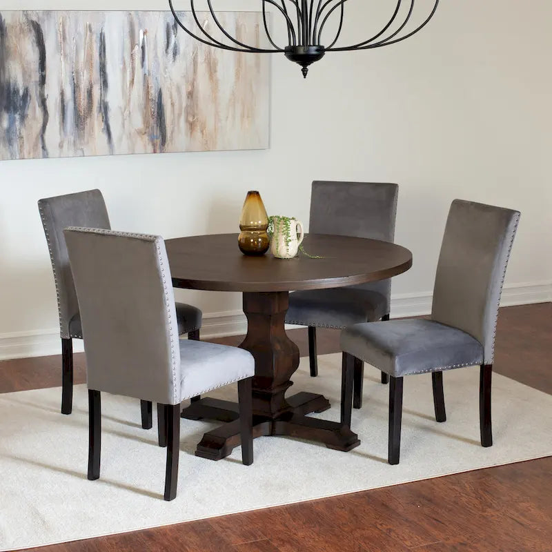 Roundhill Furniture Fordsville, ensemble de salle à manger 5 pièces, table ronde à pied central avec 4 chaises élégantes