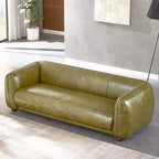 Canapé Mayla de luxe en cuir italien de style moderne du milieu du siècle