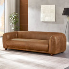 Canapé Mayla de luxe en cuir italien de style moderne du milieu du siècle