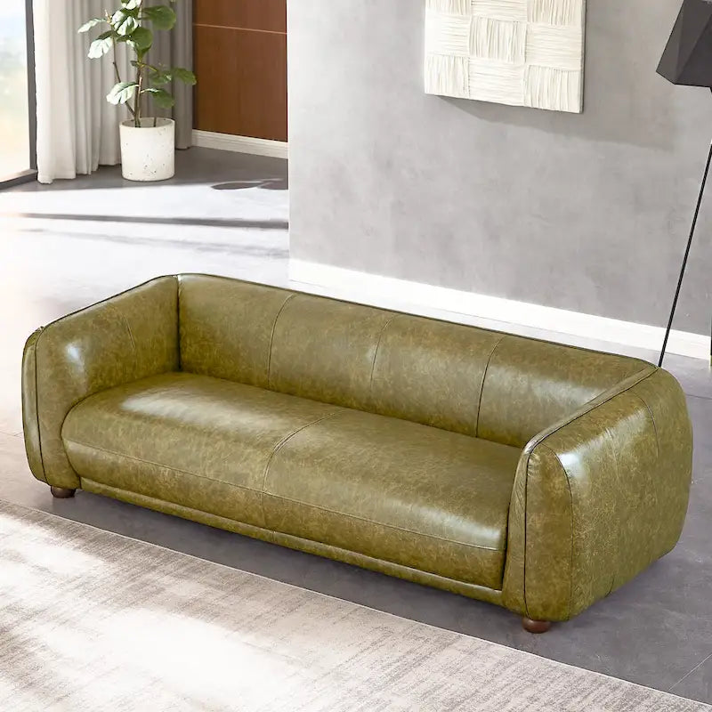 Canapé Mayla de luxe en cuir italien de style moderne du milieu du siècle