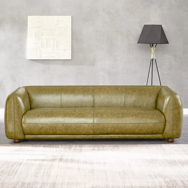 Canapé Mayla de luxe en cuir italien de style moderne du milieu du siècle
