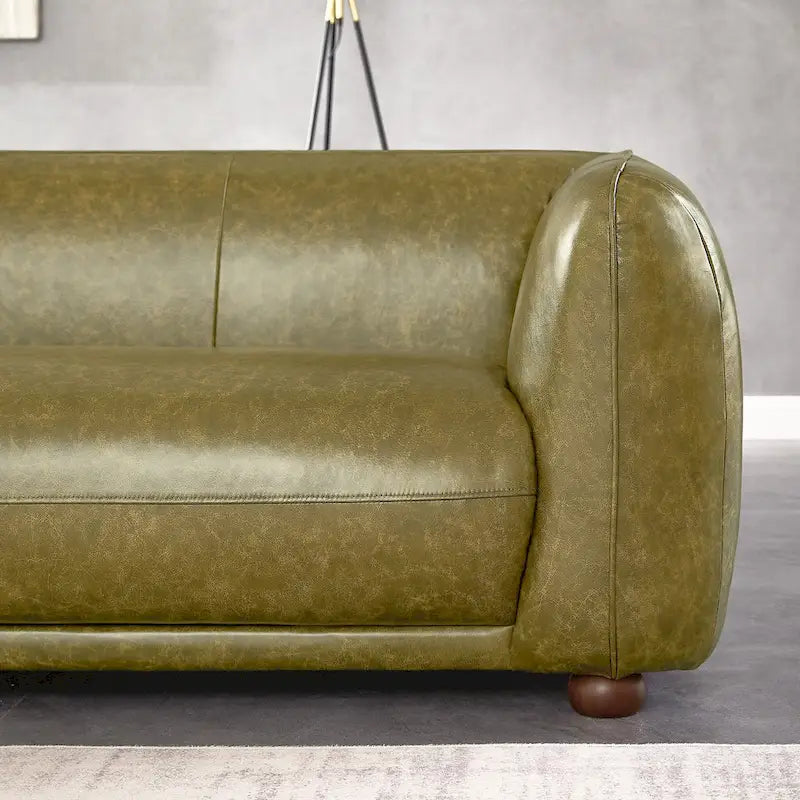 Canapé Mayla de luxe en cuir italien de style moderne du milieu du siècle