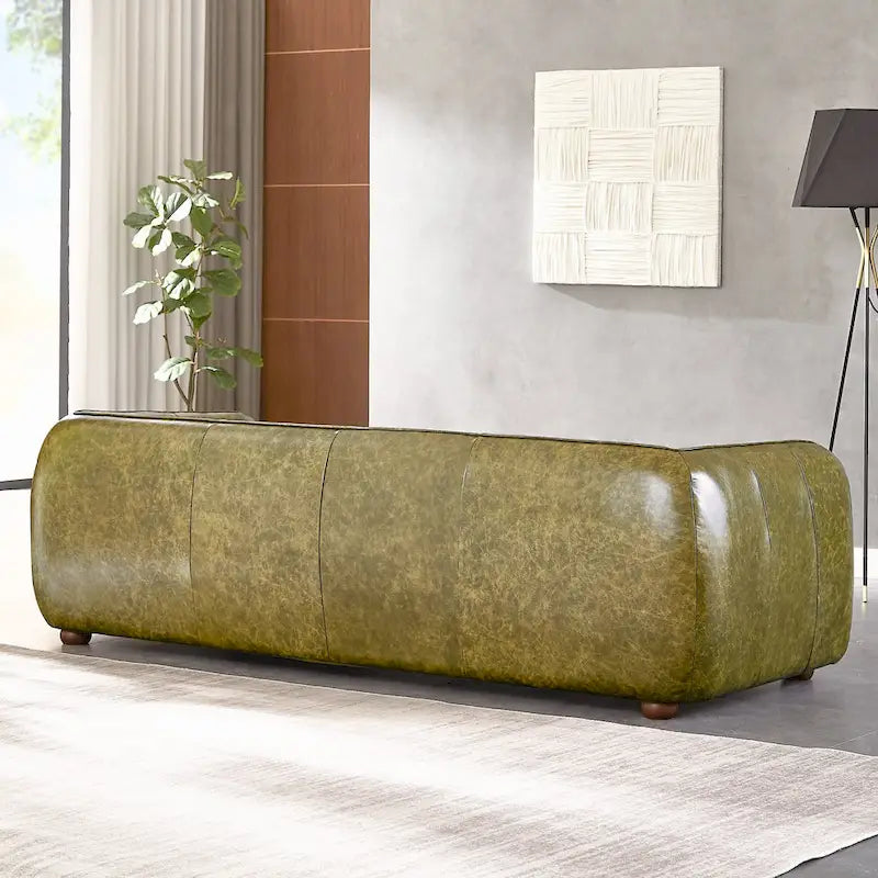 Canapé Mayla de luxe en cuir italien de style moderne du milieu du siècle