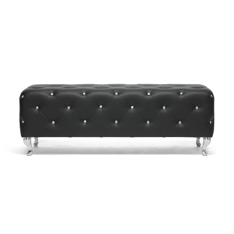Banc moderne capitonné Heston Crystal Silver Orchid