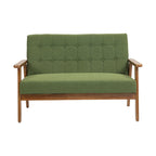 HOMEFUN Canapé deux places capitonné en lin/PU avec cadre en bois de style Mid-Century