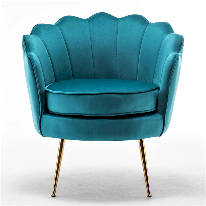 Fauteuil rond Cavett 28.3 large en velours avec pieds en métal doré