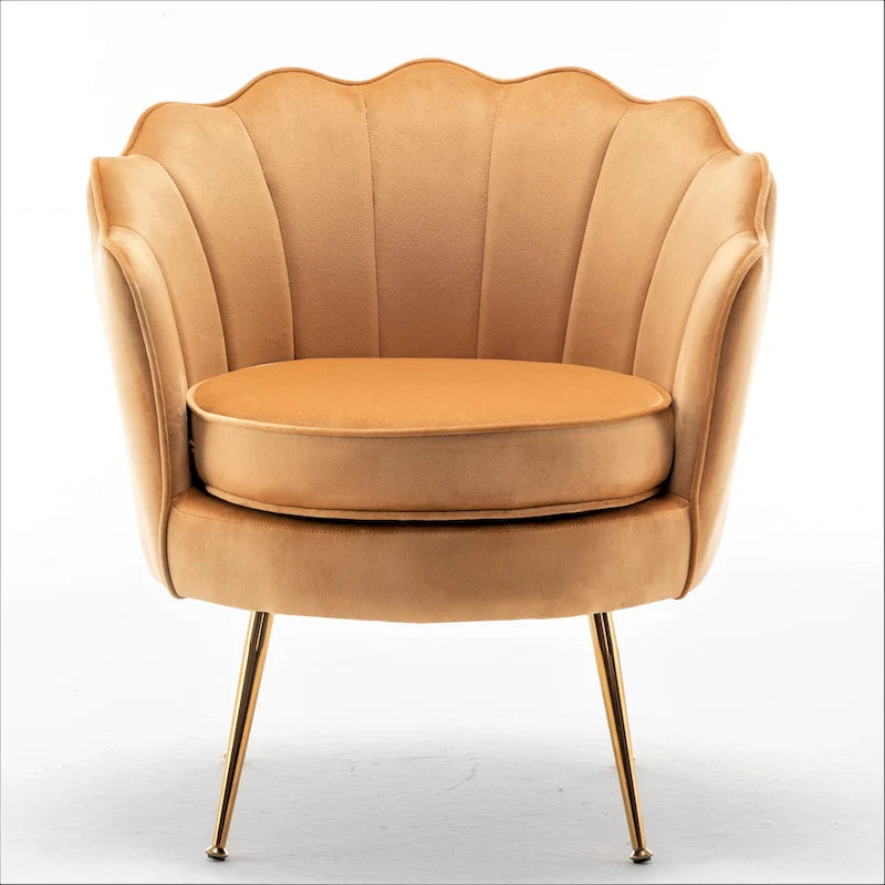 Fauteuil rond Cavett 28.3 large en velours avec pieds en métal doré