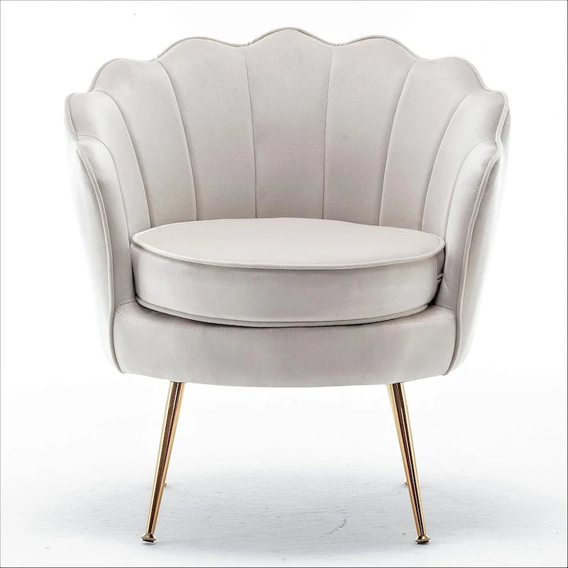 Fauteuil rond Cavett 28.3 large en velours avec pieds en métal doré