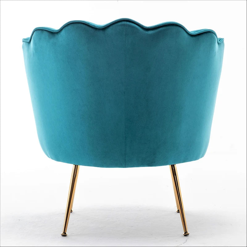 Fauteuil rond Cavett 28.3 large en velours avec pieds en métal doré
