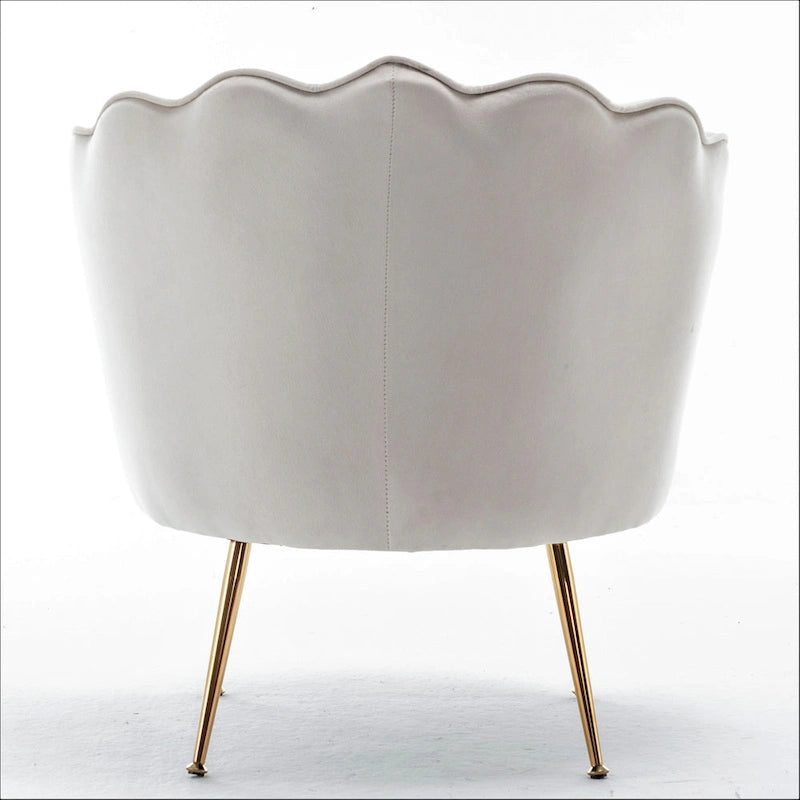 Fauteuil rond Cavett 28.3 large en velours avec pieds en métal doré