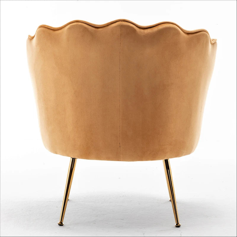 Fauteuil rond Cavett 28.3 large en velours avec pieds en métal doré