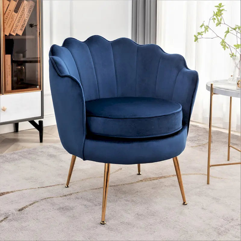 Fauteuil rond Cavett 28.3 large en velours avec pieds en métal doré