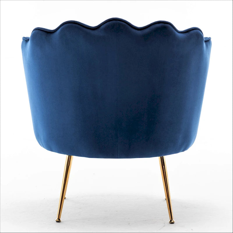 Fauteuil rond Cavett 28.3 large en velours avec pieds en métal doré