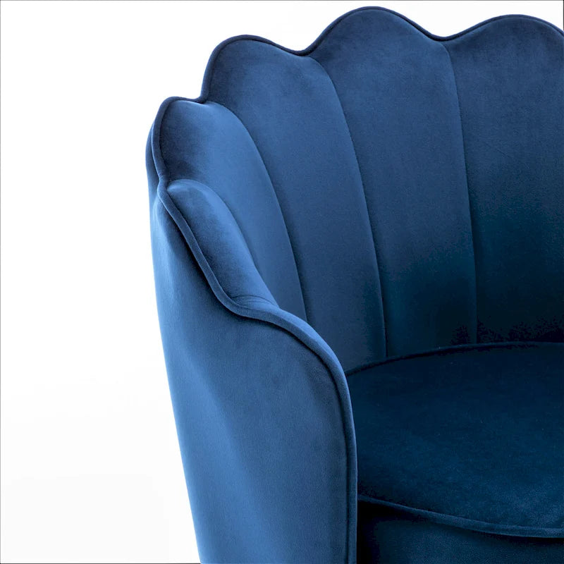 Fauteuil rond Cavett 28.3 large en velours avec pieds en métal doré