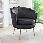 Fauteuil rond Cavett 28.3 large en velours avec pieds en métal doré
