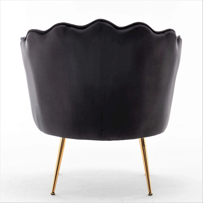 Fauteuil rond Cavett 28.3 large en velours avec pieds en métal doré