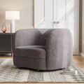 Fauteuil d'appoint Ophelia de Furniture of America avec accoudoirs incurvés modernes en bouclette, assise de style haricot et pieds ronds en bois