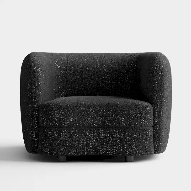 Fauteuil d'appoint Ophelia de Furniture of America avec accoudoirs incurvés modernes en bouclette, assise de style haricot et pieds ronds en bois