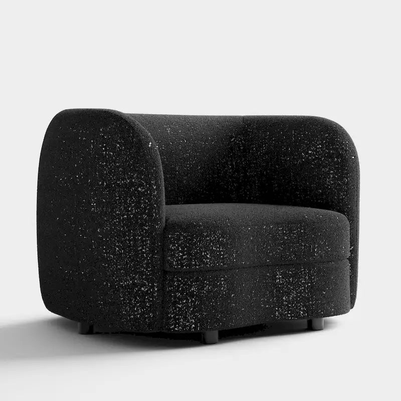 Fauteuil d'appoint Ophelia de Furniture of America avec accoudoirs incurvés modernes en bouclette, assise de style haricot et pieds ronds en bois