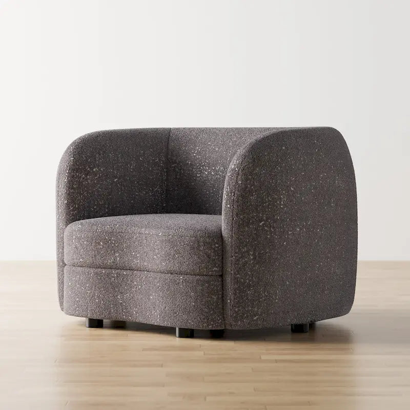 Fauteuil d'appoint Ophelia de Furniture of America avec accoudoirs incurvés modernes en bouclette, assise de style haricot et pieds ronds en bois